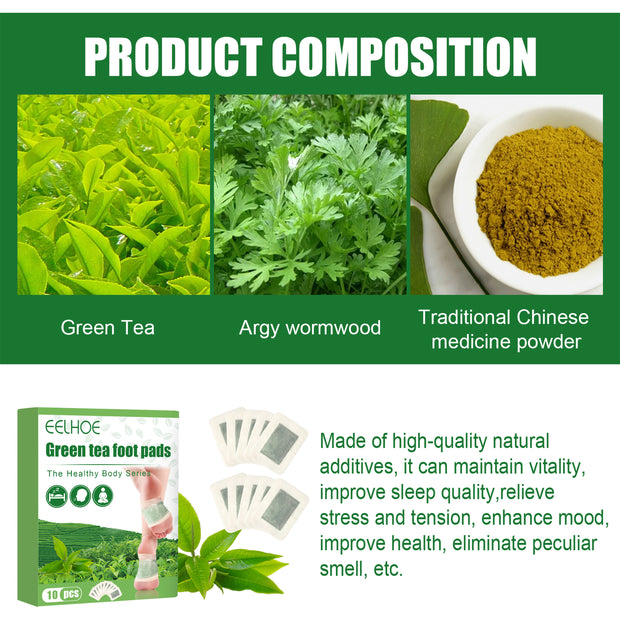 Green Tea Foot Patch, Improves Sleep Quality And Relieves Muscle Tension And Body Stress Foot Care Patch