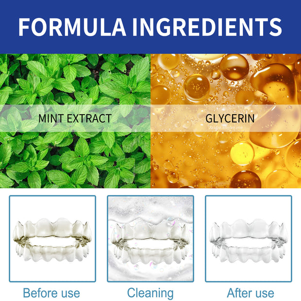 Denture Cleaner, Oral Cleaning Care Fresh Breath White Dentures Cleaner
