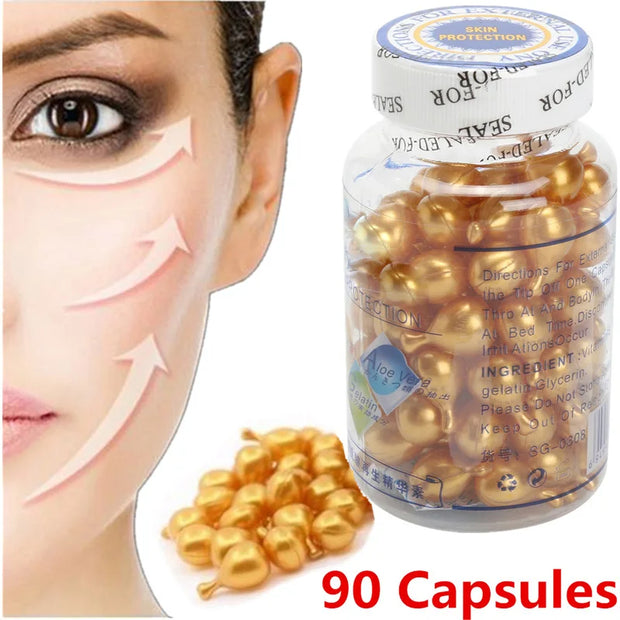 Vitamin E Extract Capsules Moisturizing Cream Ve Serum Facial Korean Makeup  90Pcs/bottle Skin Care - Zayvia Beauty