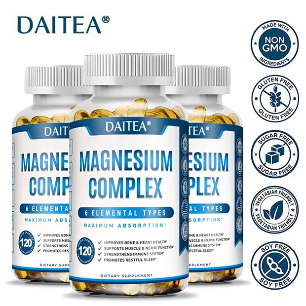 Magnesium Complex Capsules - Bone, Muscle and Heart Health, Sleep Support, Promote Muscle and Nerve Health, Nutrient Metabolism - Zayvia Beauty