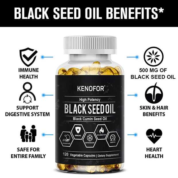 Black Cumin Seed Oil - Organic Black Cumin Seed Oil, with antioxidant and anti-inflammatory properties, digestive health - Zayvia Beauty