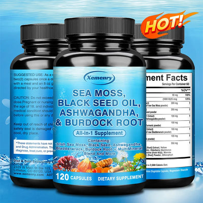 Sea Moss, Black Seed Oil, Ashwagandha & Burdock Root - Provide Energy and Enhance Immunity - Zayvia Beauty