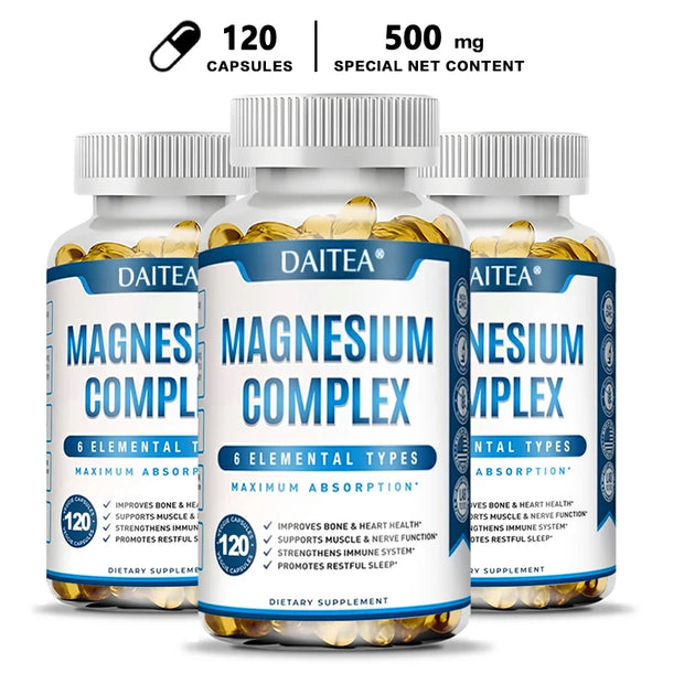 Magnesium Complex Capsules - Bone, Muscle and Heart Health, Sleep Support, Promote Muscle and Nerve Health, Nutrient Metabolism - Zayvia Beauty