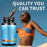 Sea Moss, Black Seed Oil, Ashwagandha & Burdock Root - Provide Energy and Enhance Immunity - Zayvia Beauty