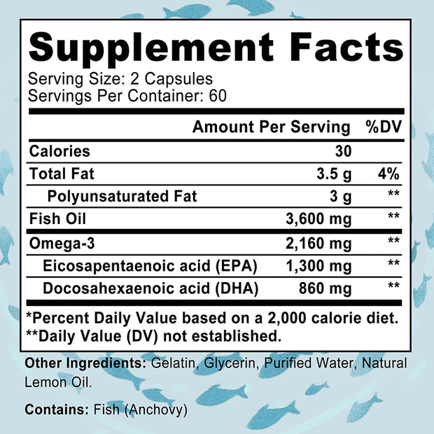 Omega-3 Fish Oil - Rich in DHA & EPA - Support Brain & Nervous System Health, Cardiovascular & Skin Health - Zayvia Beauty