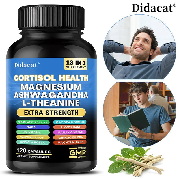 Cortisol Supplements - Magnesium (glycinate, oxide and citrate), Ashwagandha to support brain memory and brain cell health - Zayvia Beauty