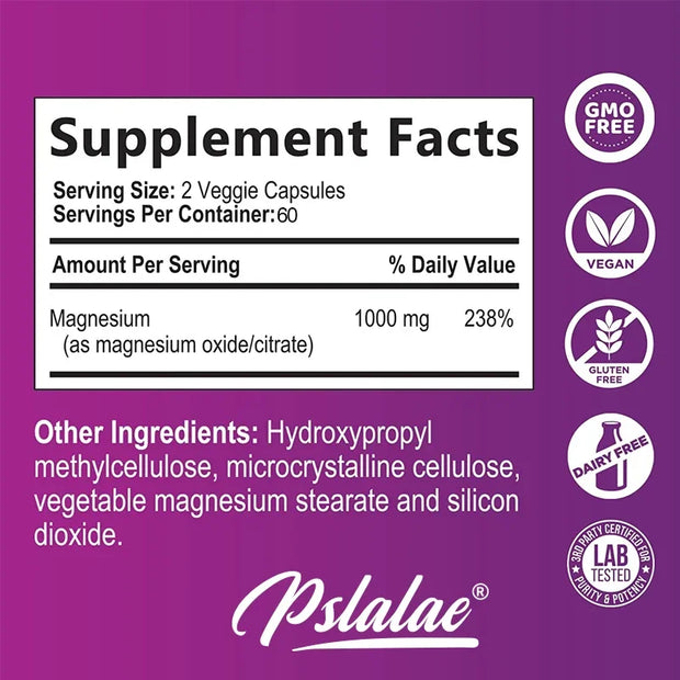Magnesium Citrate - Muscle, Nerve and Energy Support, Improved Heart Health - Zayvia Beauty