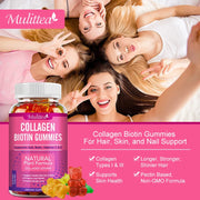 Mulittea Collagen Gummies with Biotin for Hair Growth Skin Care Brighten Skin & Skin Hydrolyzed Helps Nail Bone Joint - Zayvia Beauty