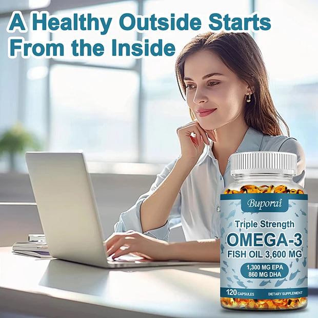 Omega-3 Fish Oil - Rich in DHA & EPA - Support Brain & Nervous System Health, Cardiovascular & Skin Health - Zayvia Beauty