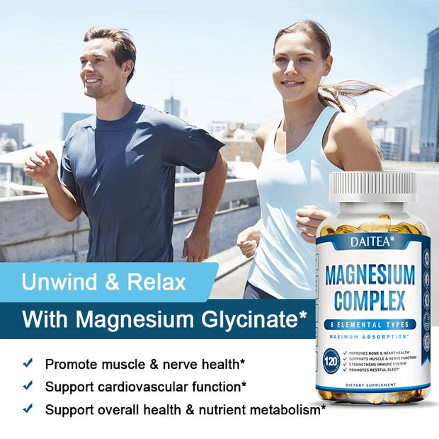 Magnesium Complex Capsules - Bone, Muscle and Heart Health, Sleep Support, Promote Muscle and Nerve Health, Nutrient Metabolism - Zayvia Beauty