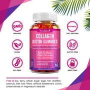 Mulittea Collagen Gummies with Biotin for Hair Growth Skin Care Brighten Skin & Skin Hydrolyzed Helps Nail Bone Joint - Zayvia Beauty