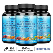 Sea Moss, Black Seed Oil, Ashwagandha & Burdock Root - Provide Energy and Enhance Immunity - Zayvia Beauty